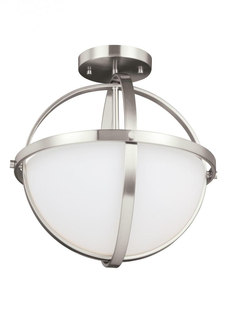 Alturas contemporary 2-light indoor dimmable ceiling semi-flush mount in brushed  nickel silver finis 3066MV0 KUHL Lighting